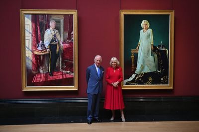 King and Queen unveil portraits marking coronation that will first hang at National Gallery