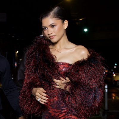 Zendaya Pulls Off a 2025 Met Gala After-Party Vibe Shift in an Archival Sequin Gown and Feathered Jacket