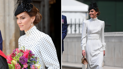 Kate Middleton's VE Day outfit was a head-to-toe rewear featuring chic polka dots and trending toffee details
