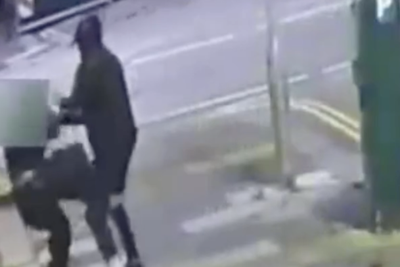 Shocking moment masked man randomly snatches woman off street on her walk home