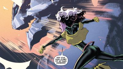Rogue punches out a dragon in Uncanny X-Men #18 as a "never before shown" part of X-history is revealed