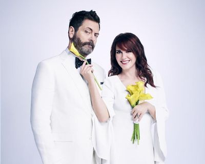 Nick Offerman and Megan Mullally: ‘Our secret? We really like each other – which I highly recommend’