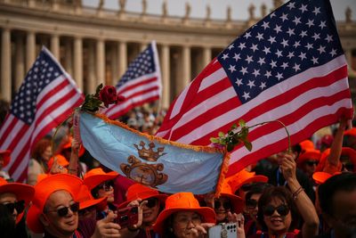 Whoops, waves, tears: Faithful react to Pope Leo's first Sunday blessing in St. Peter's Sqaure
