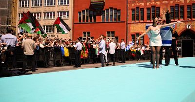 Pro-Palestine activists protest against Israel at Eurovision opening ceremony