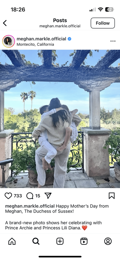'Cheers to juggling it all': Meghan Markle shares sweet Mother's Day photo of Archie and Lilibet