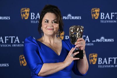 Ruth Jones accepts Bafta in voice of Gavin & Stacey’s Nessa with emotional message to James Corden