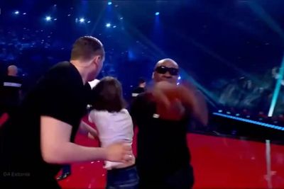 Eurovision’s Tommy Cash ‘interrupted’ by stage invader during live semi-final