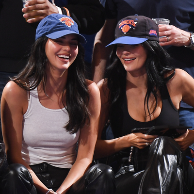 Kendall and Kylie Jenner Go Full Sister Mode at the Knicks Game in Matching Leather Pants and The Row Sandals