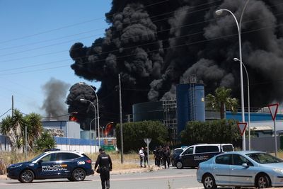 An explosion at a chemical plant near Seville sends black smoke over the Spanish city