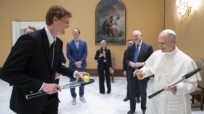 'We'll break something': Tennis fan Pope Leo XIV meets Jannik Sinner at the Vatican