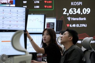 Asian shares are mostly lower after a mixed session on Wall Street