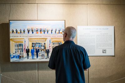 Former President George W. Bush draws inspiration close to his Dallas home in his latest paintings