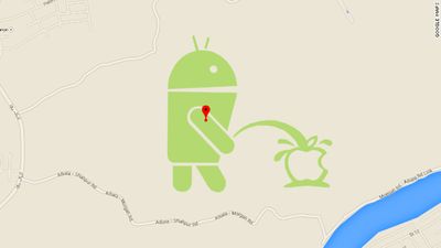 Never forget when the Android robot humiliated the Apple logo in front of the whole world