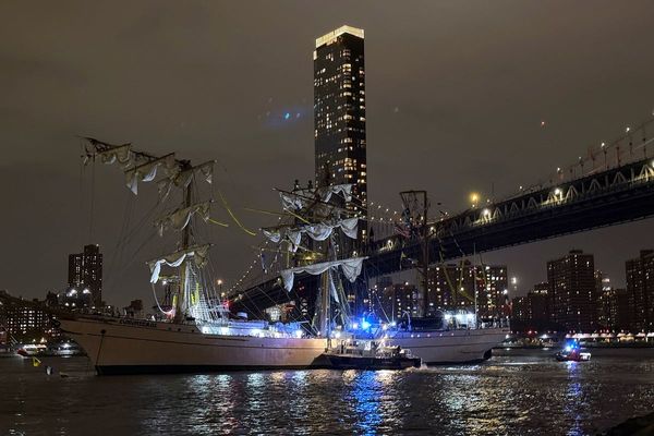 Mexican navy training vessel hits New York's Brooklyn Bridge
