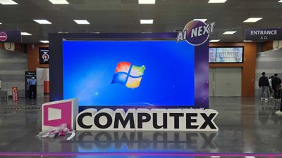 Prominent Computex sign runs Windows 7, as Microsoft insists we move on from Windows 10