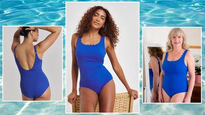 I'll let you in on a secret - the power mesh lining in this swimsuit is doing a great job holding in my tummy!