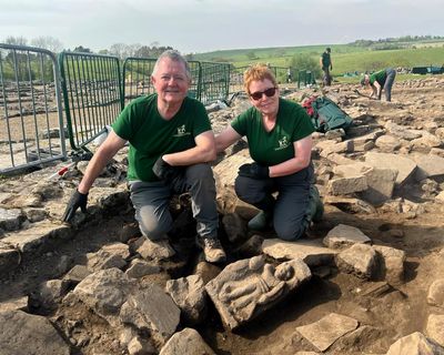 Amateur archaeologists unearth winged goddess at Hadrian’s Wall