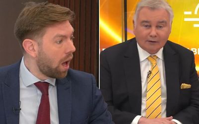 Eamonn Holmes falls off his chair live on air just two weeks after hospital dash
