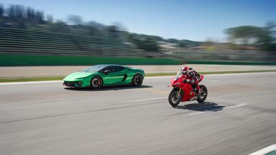 Watch, and Listen, as a Ducati Races a Lamborghini in an Epic Sibling Rivalry