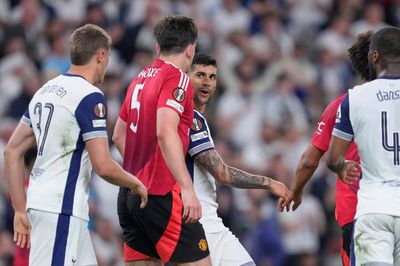 Cristian Romero and Harry Maguire pulled apart in post-match clash after Tottenham beat Man United in final