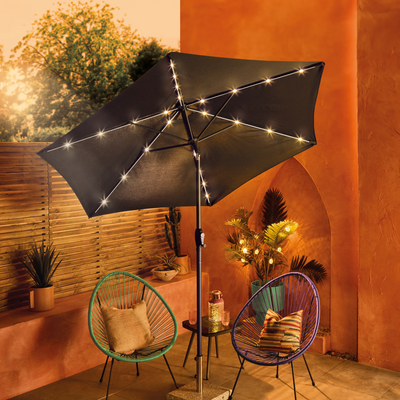 Aldi's magical garden lighting range will give your outdoor space a fairytale-worthy glow – and the LED parasol is the star