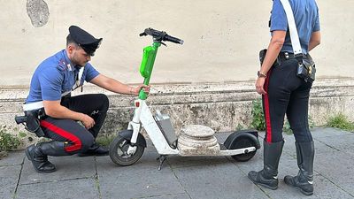 Rome police catch German tourist carrying ancient marble slab on electric scooter