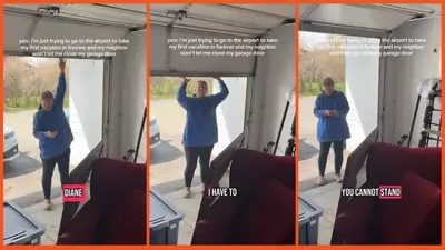 ‘You cannot stay here in my garage!’: Woman trying to leave for vacation is blocked by intrusive neighbor who refuses to get out of her garage