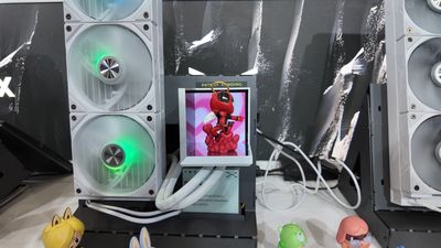 Tryx's new AIO cooler features two LCD screens and a display shelf, because it's Computex