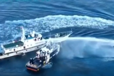 Watch: Chinese coastguard slammed after blasting Philippines research ship with water cannon