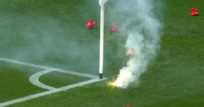 Aberdeen vs Celtic Scottish Cup final temporarily halted due to pyro on pitch