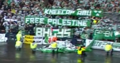 'Kneecap Abu' banner displayed in Celtic end as message of support for rap group