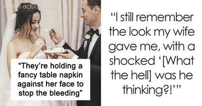 Wedding Guest Witnesses Groom Smearing Cake On Bride’s Face With A Fork, Then Their Divorce