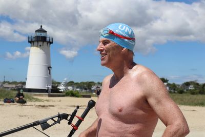Lewis Pugh warns we must protect sharks as he completes swim to mark Jaws’ 50th
