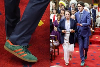 Justin Trudeau’s Adidas sneakers draw bemused reactions during royal visit at Canadian parliament