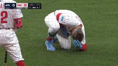 Bryce Harper Leaves Game After Being Hit by Spencer Strider