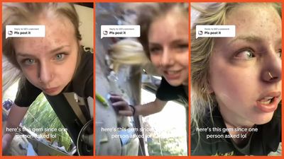 ‘Why was your first thought to record?’: Woman flips car and nonchalantly records herself hanging upside down before calling someone