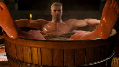 The Witcher 3 dev says "one of the longest email threads in our company history" was about "how naked Geralt should be" in the iconic bath scene: "When he gets up, how much butt should we show?"