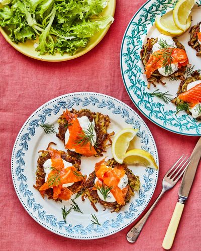 Rukmini Iyer’s quick and easy recipe for smoked trout with crisp potato cakes
