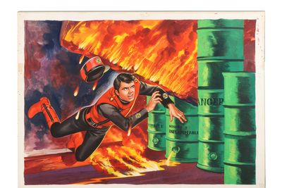 Hand-painted Captain Scarlet titles and Banksy work among auction items