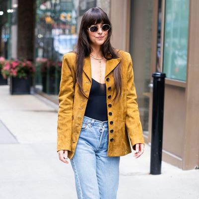 Dakota Johnson's Latest Chic Off-Duty Look is Proof that Suede Jackets are for Summer, Too
