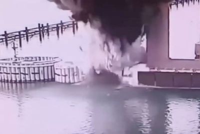 Watch moment Russia’s Crimean bridge blown up in huge explosion by Ukraine forces
