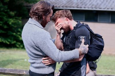 Sam Thompson breaks down as Pete Wicks surprises him during Soccer Aid challenge despite 'significant injury'