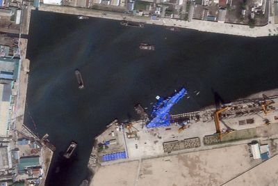 South Korean media suggests Kim Jong Un’s hair greyed by warship debacle stress as vessel is finally refloated