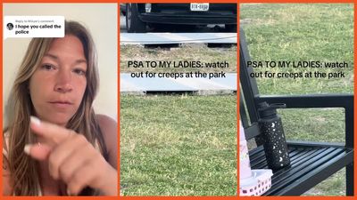 ‘He’s just watching me’ Woman catches creepy man spying on her from underneath a car