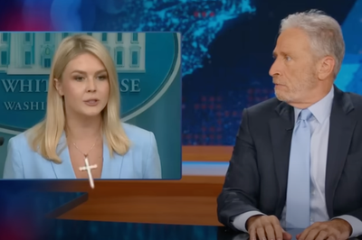 Karoline Levitt ditches religious necklace after Jon Stewart’s brutal joke: ‘Some sort of weird Pinocchio cross’