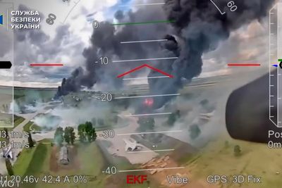 Attack on Russian nuclear bombers captured in new Ukraine drone footage
