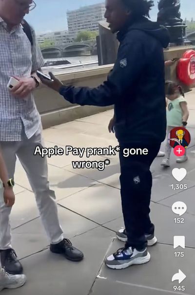 Viral video shows ‘cruel’ Apple Pay prank winding up Londoners before undercover police swoop in