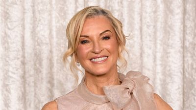 Gillian Taylforth's blush pink jumpsuit is a sophisticated alternative to dresses for summer weddings