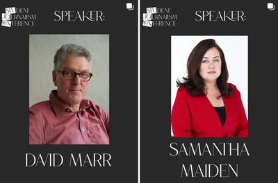 David Marr follows Sam Maiden to the exit after Honi Soit withdraws speaking invitation