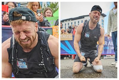 Moment Sam Thompson breaks down in tears after finishing gruelling Soccer Aid challenge to raise Unicef £1.5m